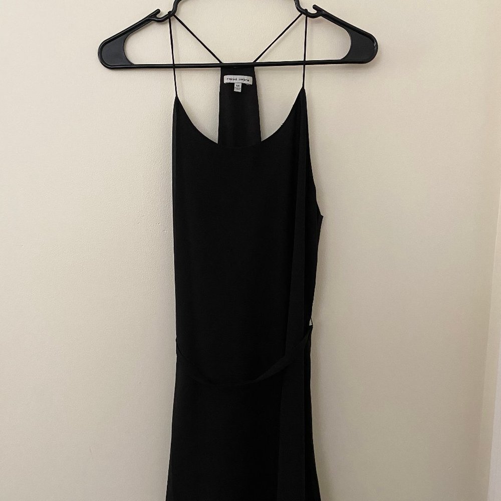 Simple black dress with tie waist